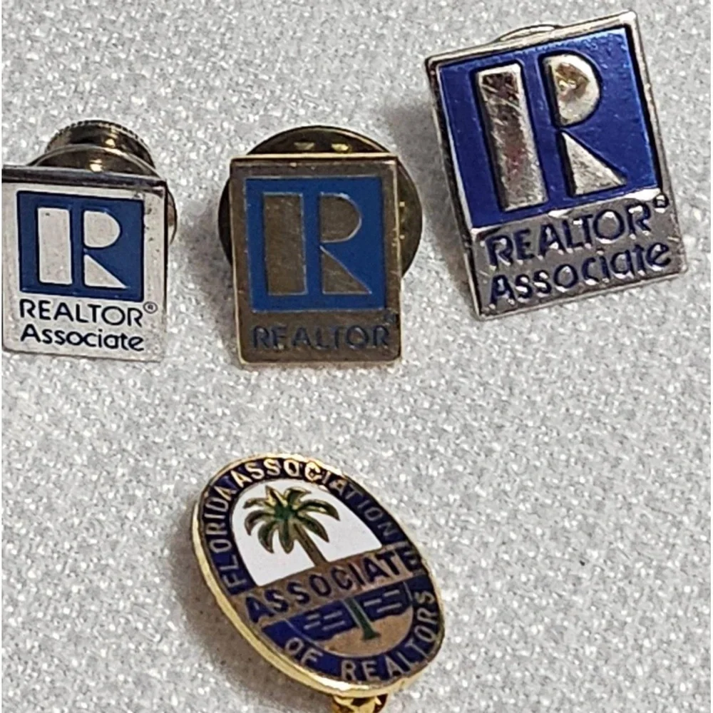 Vtg REALTOR Florida‎ Official Lapel Pins Blue Gold Silver Collectible Set of 4